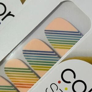 New Color Street “Rainbow Rhythm” Almond Base with Rainbow Stripes Nail Strips